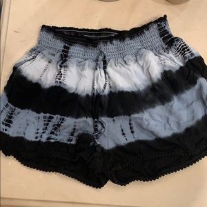 Blue and black tie-dye shorts